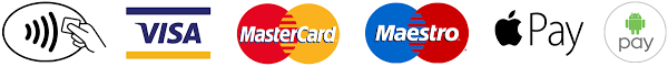 Contactless, Visa, MasterCard, Maestro, Apple Pay, and Google Pay, payments are accepted.